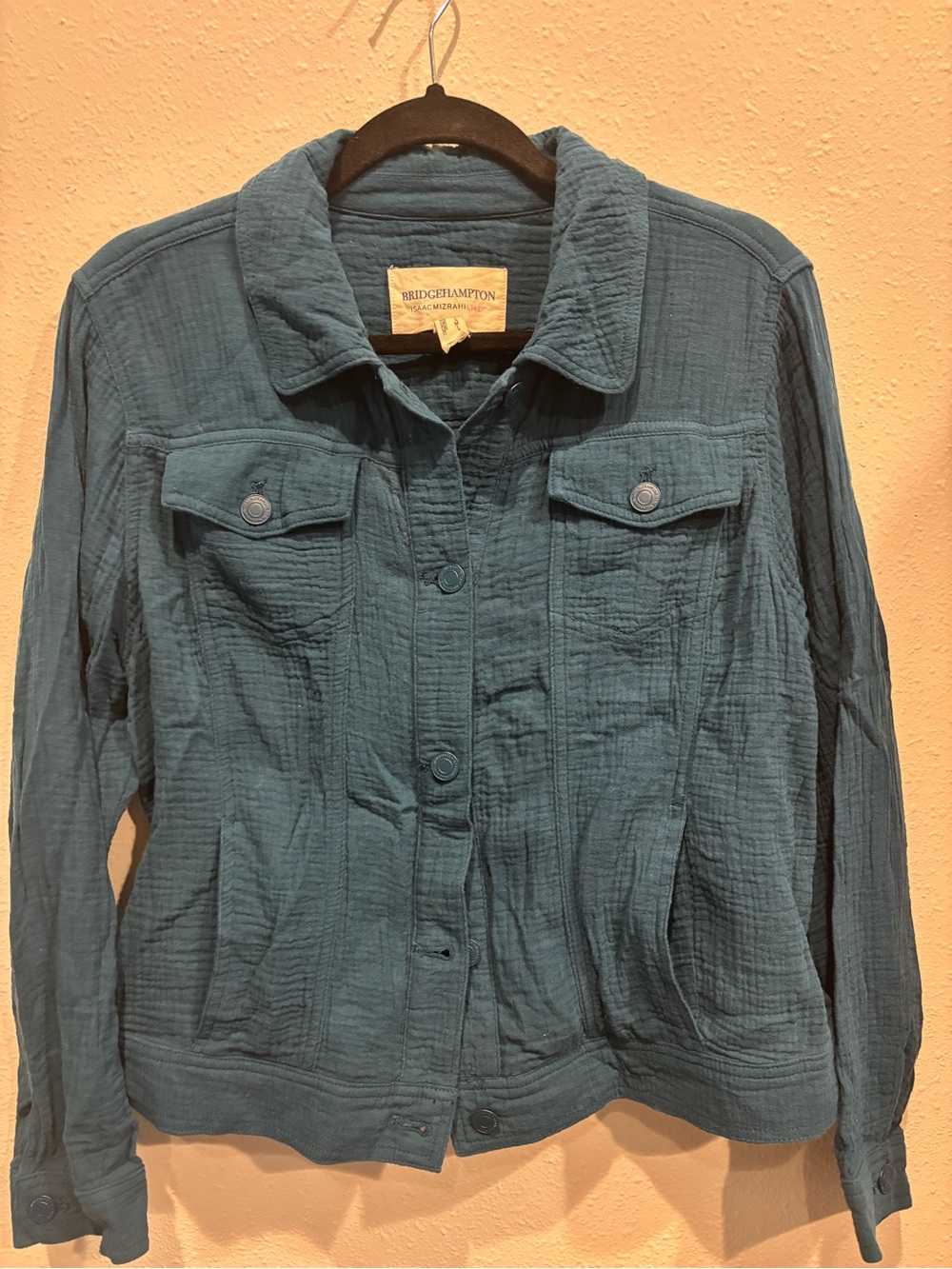 Isaac Mizrahi Teal Button-Front Jacket medium